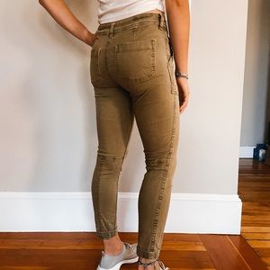 Army green tight fit cargo pants